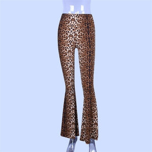 High Waist Leopard Flare Pants