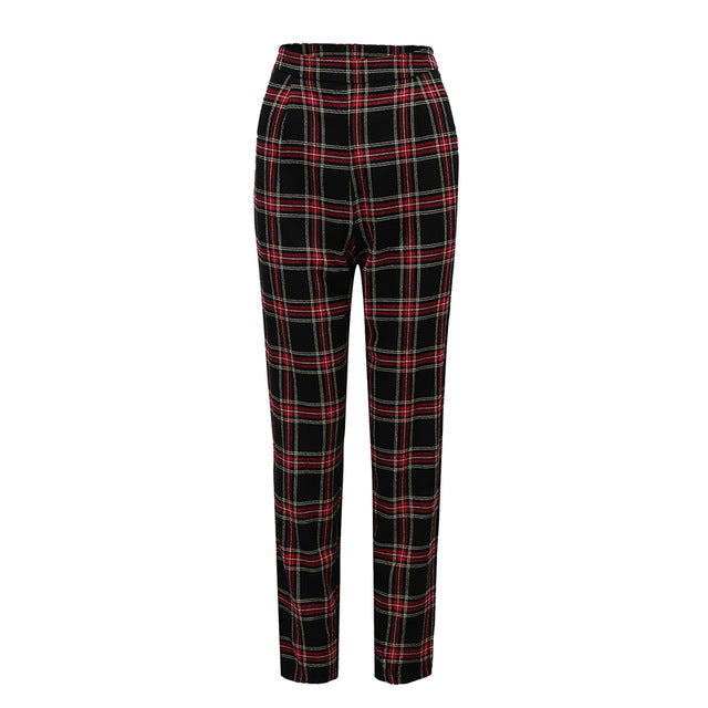 Autumn Cotton Straight Plaid Pant