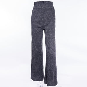 High Waist Wide Leg Lurex Pants