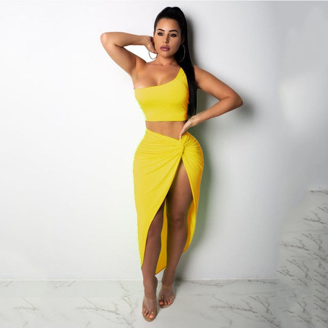 Neon Color Two Piece Set Dress