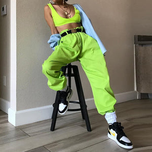 Casual Neon Color Cargo Pants