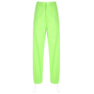 Casual Neon Color Cargo Pants