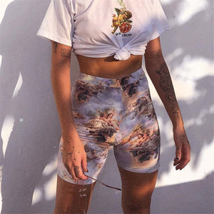 Cute Cupid Print High Waist Shorts