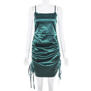 Sexy Side Ruched Satin Summer Dress